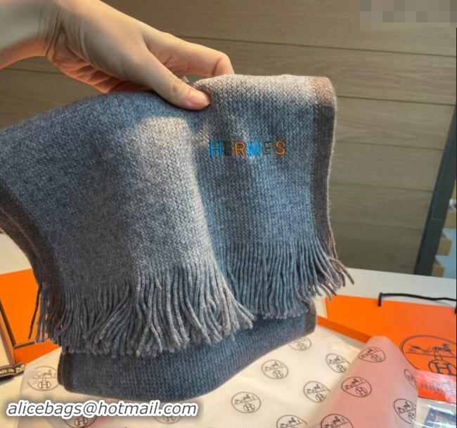 Shop Best Hermes Cashmere Knit Long Scarf 30x180cm 1021005 Grey 2024