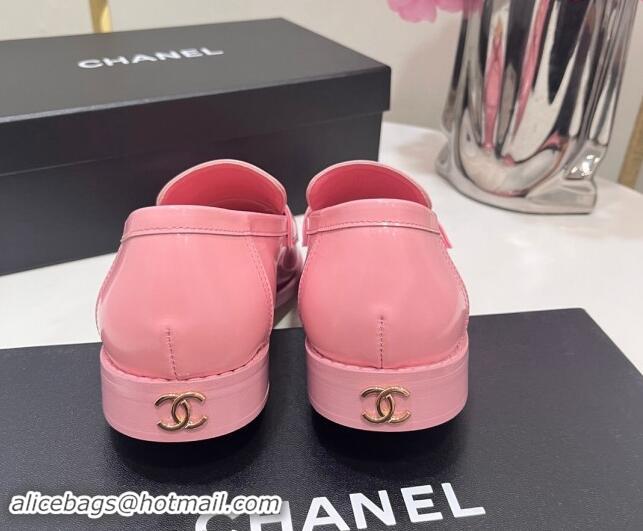 Best Price Chanel Patent Calfskin Loafers with Strass CC Pink 1017056