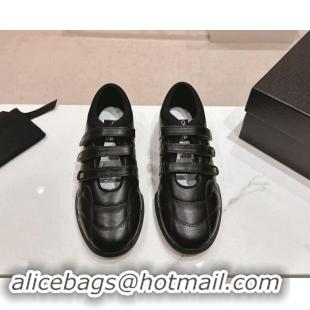 Sophisticated Chanel Quilted Lambskin Sneakers with trible Straps Black 1017066