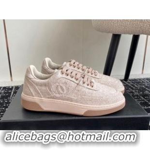 Stylish Chanel Wool Cloth Sneakers G46011 Pale Pink 1017069