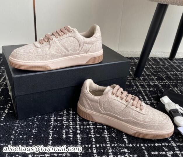 Stylish Chanel Wool Cloth Sneakers G46011 Pale Pink 1017069