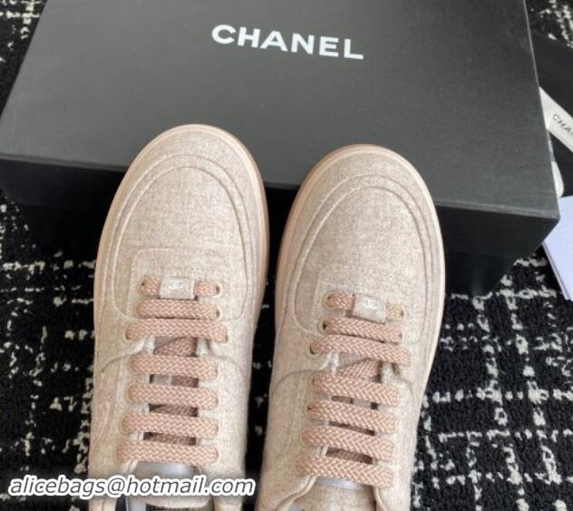 Stylish Chanel Wool Cloth Sneakers G46011 Pale Pink 1017069