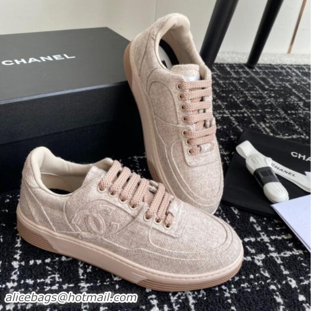 Stylish Chanel Wool Cloth Sneakers G46011 Pale Pink 1017069