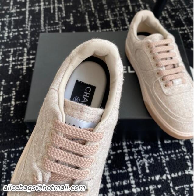 Stylish Chanel Wool Cloth Sneakers G46011 Pale Pink 1017069