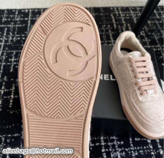 Stylish Chanel Wool Cloth Sneakers G46011 Pale Pink 1017069