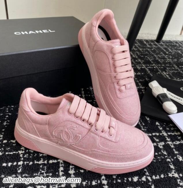 Unique Style Chanel Wool Cloth Sneakers G46011 Light Pink 1017070