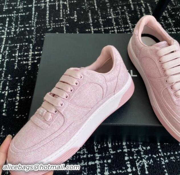 Unique Style Chanel Wool Cloth Sneakers G46011 Light Pink 1017070