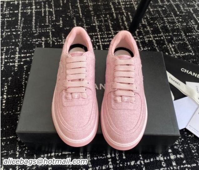 Unique Style Chanel Wool Cloth Sneakers G46011 Light Pink 1017070