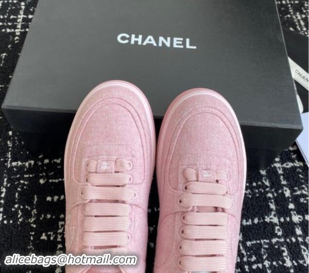 Unique Style Chanel Wool Cloth Sneakers G46011 Light Pink 1017070