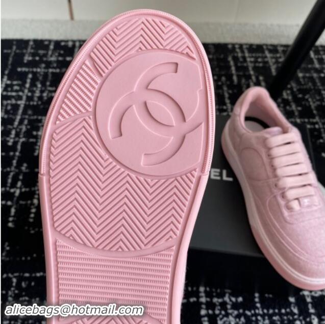 Unique Style Chanel Wool Cloth Sneakers G46011 Light Pink 1017070