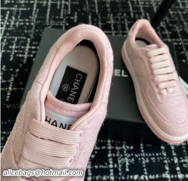 Unique Style Chanel Wool Cloth Sneakers G46011 Light Pink 1017070