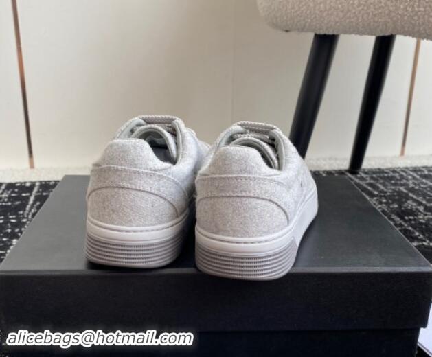 Top Grade Chanel Wool Cloth Sneakers G46011 Light Grey 1017071