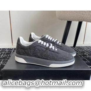 Durable Chanel Striped Wool Sneakers G46011 Dark Grey 1017072