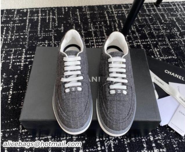 Durable Chanel Striped Wool Sneakers G46011 Dark Grey 1017072