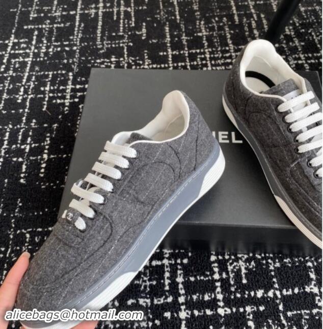 Durable Chanel Striped Wool Sneakers G46011 Dark Grey 1017072