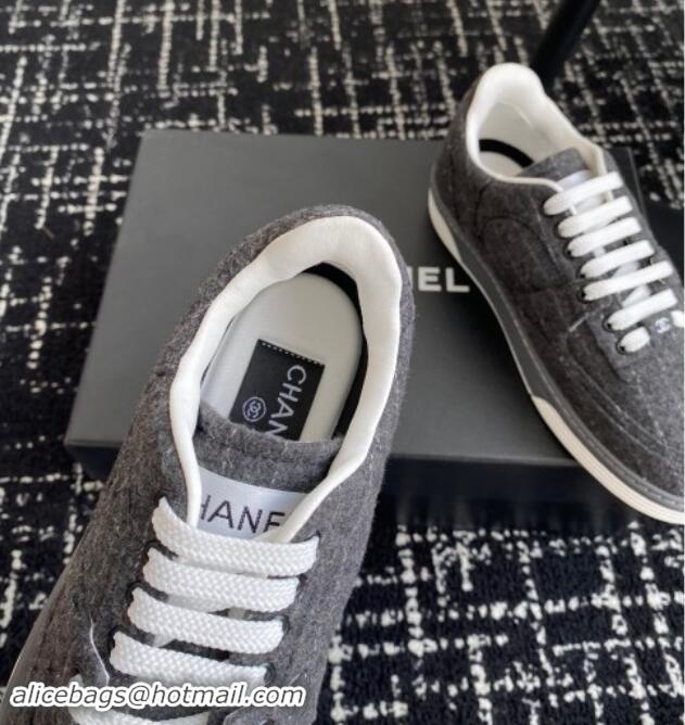 Durable Chanel Striped Wool Sneakers G46011 Dark Grey 1017072