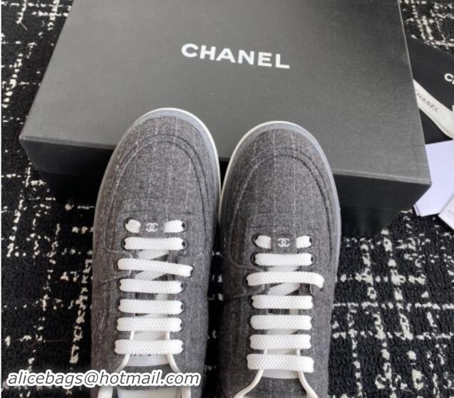 Durable Chanel Striped Wool Sneakers G46011 Dark Grey 1017072