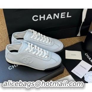 Good Looking Chanel Calfskin Sneakers Pale Blue 1017078