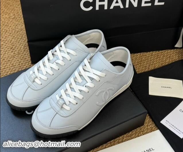 Good Looking Chanel Calfskin Sneakers Pale Blue 1017078