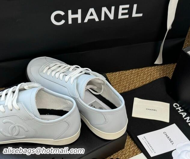 Good Looking Chanel Calfskin Sneakers Pale Blue 1017078