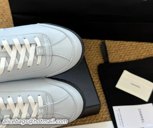 Good Looking Chanel Calfskin Sneakers Pale Blue 1017078