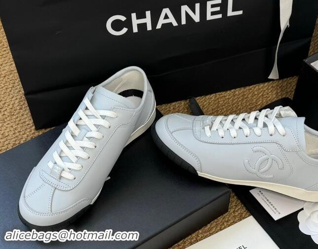 Good Looking Chanel Calfskin Sneakers Pale Blue 1017078