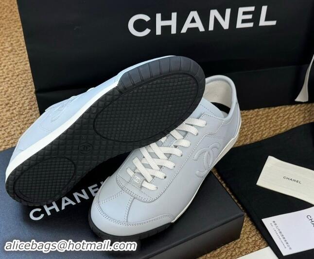 Good Looking Chanel Calfskin Sneakers Pale Blue 1017078