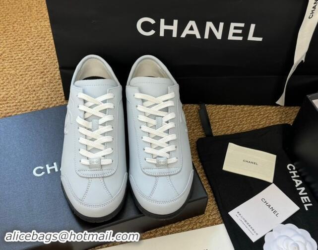 Good Looking Chanel Calfskin Sneakers Pale Blue 1017078