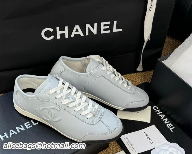 Good Looking Chanel Calfskin Sneakers Pale Blue 1017078