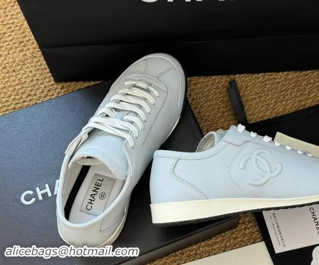 Good Looking Chanel Calfskin Sneakers Pale Blue 1017078