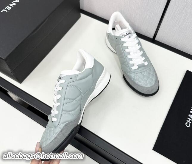 Good Product Chanel Calfskin & Suede Sneakers Light Grey 1017085