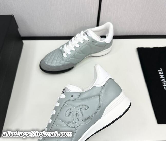 Good Product Chanel Calfskin & Suede Sneakers Light Grey 1017085