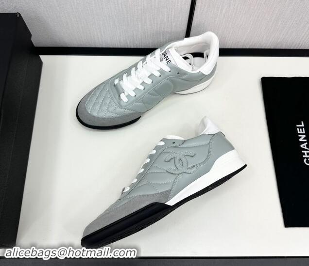 Good Product Chanel Calfskin & Suede Sneakers Light Grey 1017085