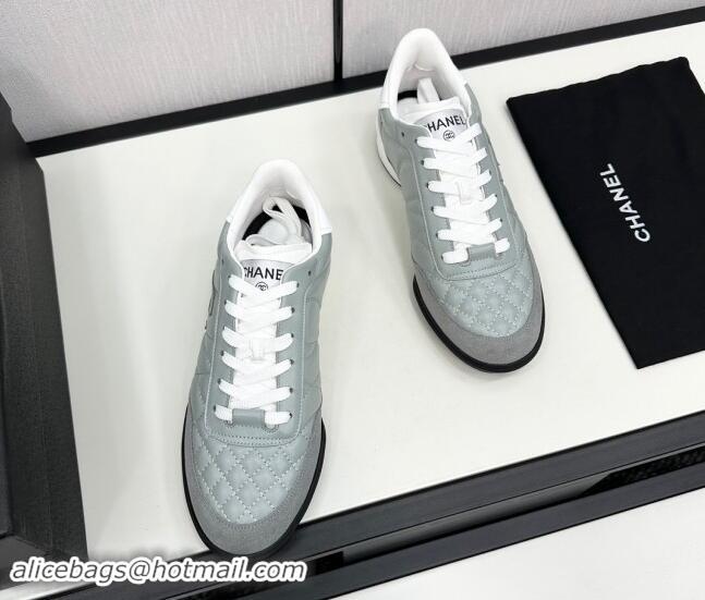 Good Product Chanel Calfskin & Suede Sneakers Light Grey 1017085