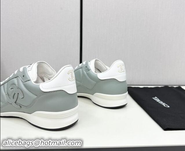 Good Product Chanel Calfskin & Suede Sneakers Light Grey 1017085