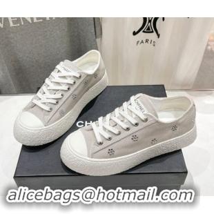 Big Discount Chanel Canvas Platform Sneakers with Strass Bloom Grey 1017113