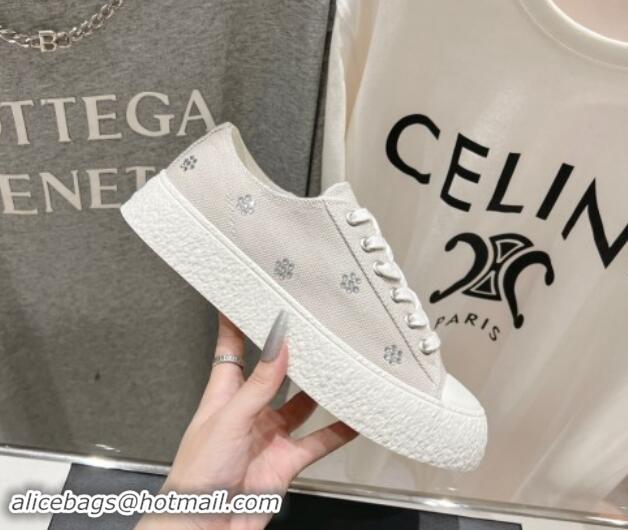 Big Discount Chanel Canvas Platform Sneakers with Strass Bloom Grey 1017113