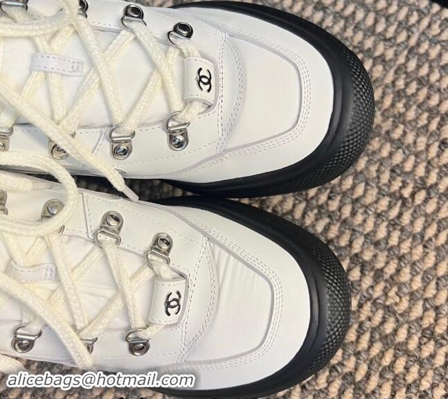 Buy Luxury Chanel Coco Neige Fabric and Calfskin Snow Sneakers 5cm G45337 White/Black 1017114