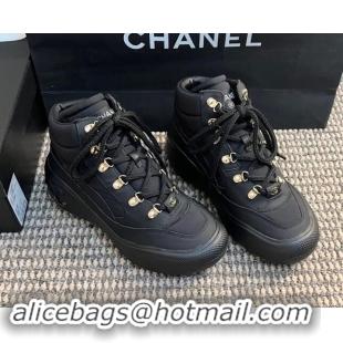 Lowest Price Chanel Coco Neige Fabric and Calfskin Snow Sneakers 5cm G45337 Black 1017115