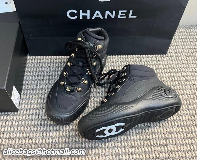 Lowest Price Chanel Coco Neige Fabric and Calfskin Snow Sneakers 5cm G45337 Black 1017115