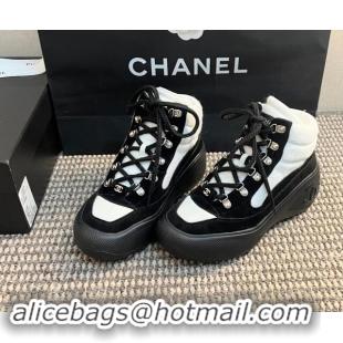 Buy Discount Chanel Coco Neige Wool and Suede Snow Sneakers 5cm G45337 White/Black 1017116