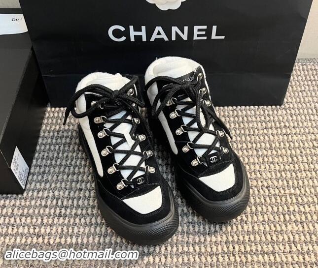 Buy Discount Chanel Coco Neige Wool and Suede Snow Sneakers 5cm G45337 White/Black 1017116