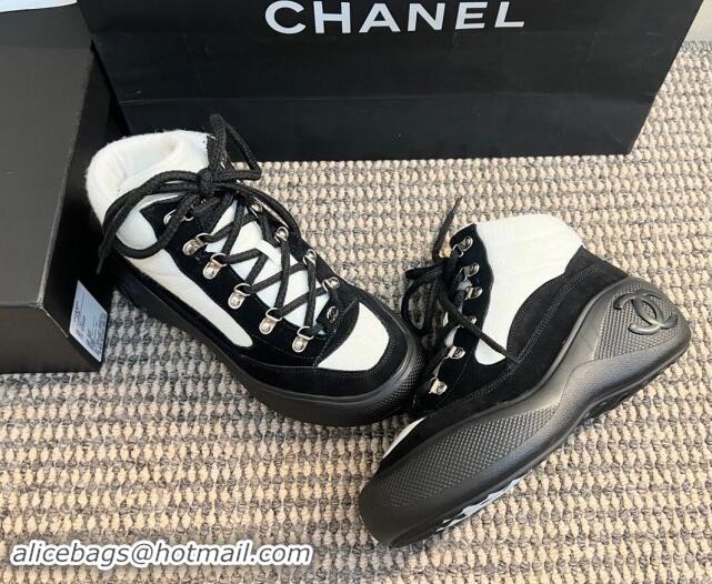 Buy Discount Chanel Coco Neige Wool and Suede Snow Sneakers 5cm G45337 White/Black 1017116