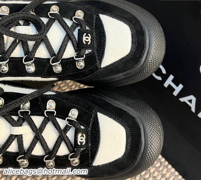 Buy Discount Chanel Coco Neige Wool and Suede Snow Sneakers 5cm G45337 White/Black 1017116