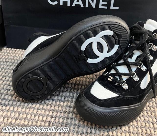 Buy Discount Chanel Coco Neige Wool and Suede Snow Sneakers 5cm G45337 White/Black 1017116