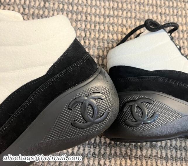 Buy Discount Chanel Coco Neige Wool and Suede Snow Sneakers 5cm G45337 White/Black 1017116