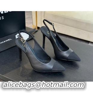 Shop Cheap Chanel Calfskin & Grosgrain Pointed Slingback Pumps Black 1017120