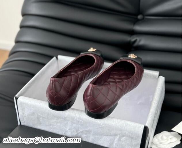 Good Looking Chanel Ballet Flats in Calfskin & Lambskin G45879 Black/Burgundy