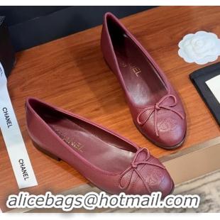 Purchase Chanel Grained Calfskin Classic Ballerinas Burgundy 111202