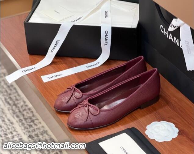 Purchase Chanel Grained Calfskin Classic Ballerinas Burgundy 111202